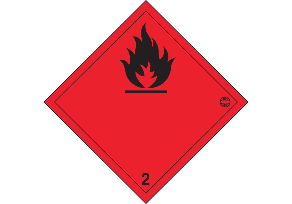 Aluminium plate with hazard symbol No. 2.1 ‘Flammable gases’